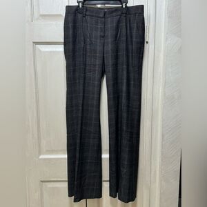 Calvin Klein Women 4 Charcoal Plaid Rayon Blend Wide Legs Casual Carrier Pants
